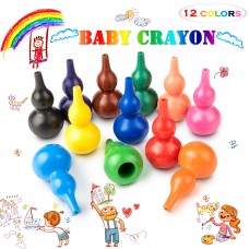 Keten Baby Crayons, 12 Colors Paint Crayons for Toddlers, Washable Safe & Non Toxic Toddler Crayons Sticks Stackable Toys for Kids, Babies, Children, Boys and Girls